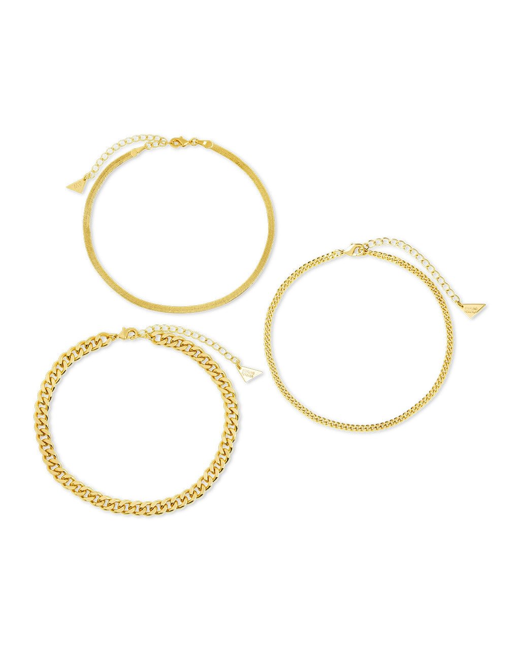 Adalina Three Chain Anklet Set in Gold