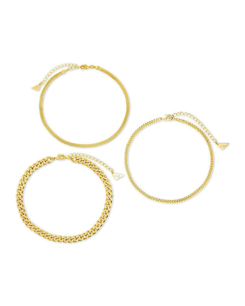 Adalina Three Chain Anklet Set in Gold