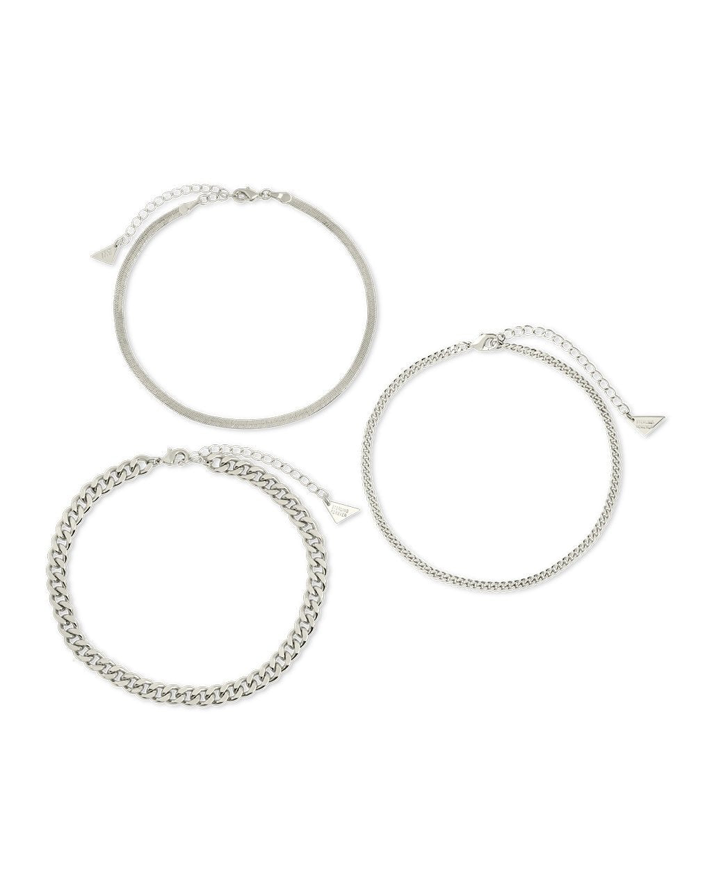 Adalina Three Chain Anklet Set in Silver