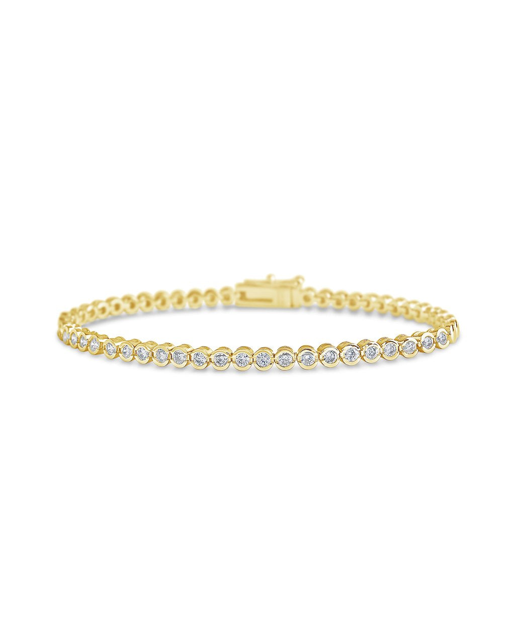 Helene Bezel CZ Tennis Bracelet in 14K Gold Plated
