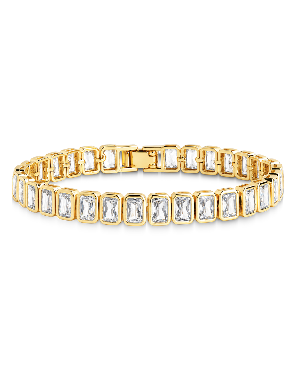 Roxie Bezel CZ Tennis Bracelet in Gold