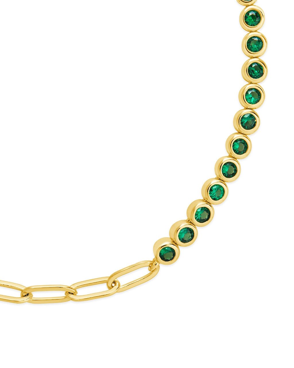 Emerald CZ Tennis & Chain Bracelet - view 3