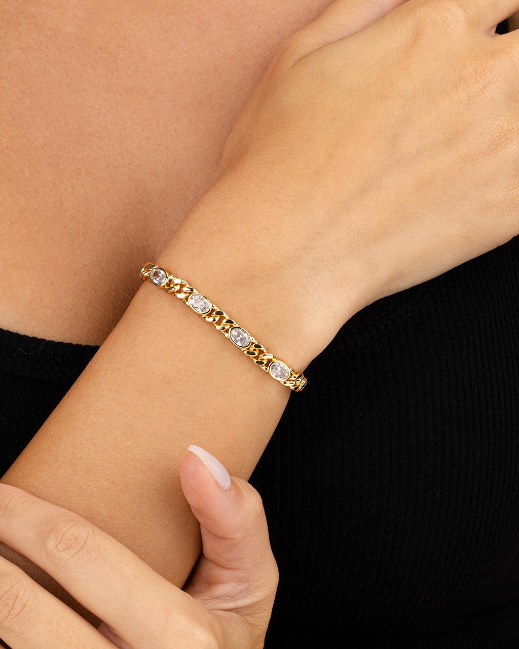 Cassie CZ Bezel Tennis Bracelet - view 2