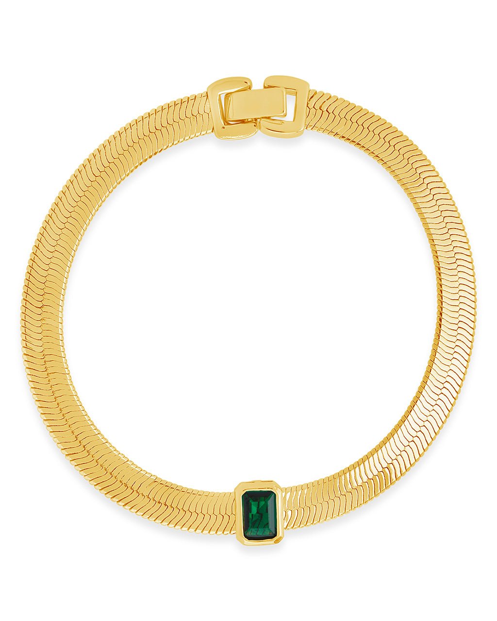 Calder Station CZ Herringbone Bracelet - 14K Gold or Rhodium Plated