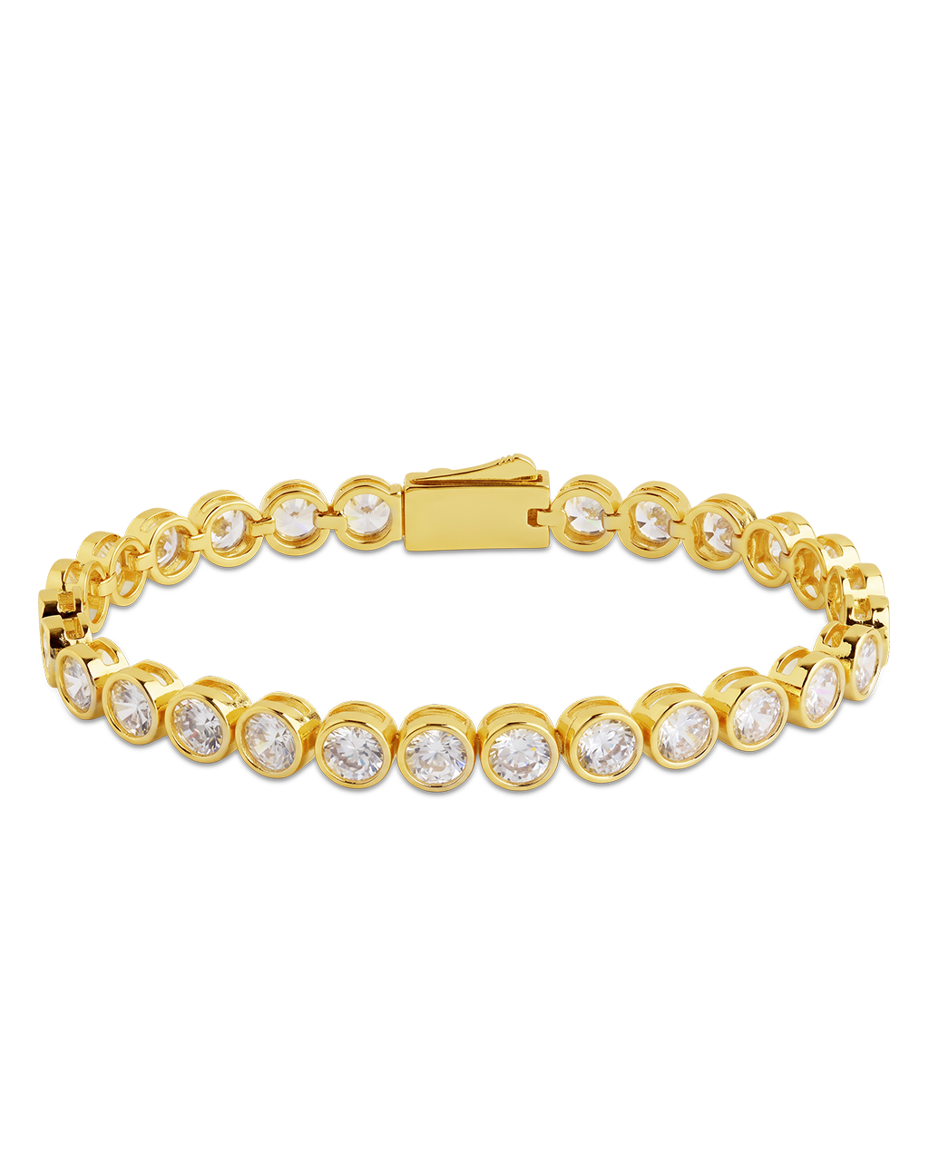 Helene Bezel CZ Tennis Bracelet in 14K Gold Plated
