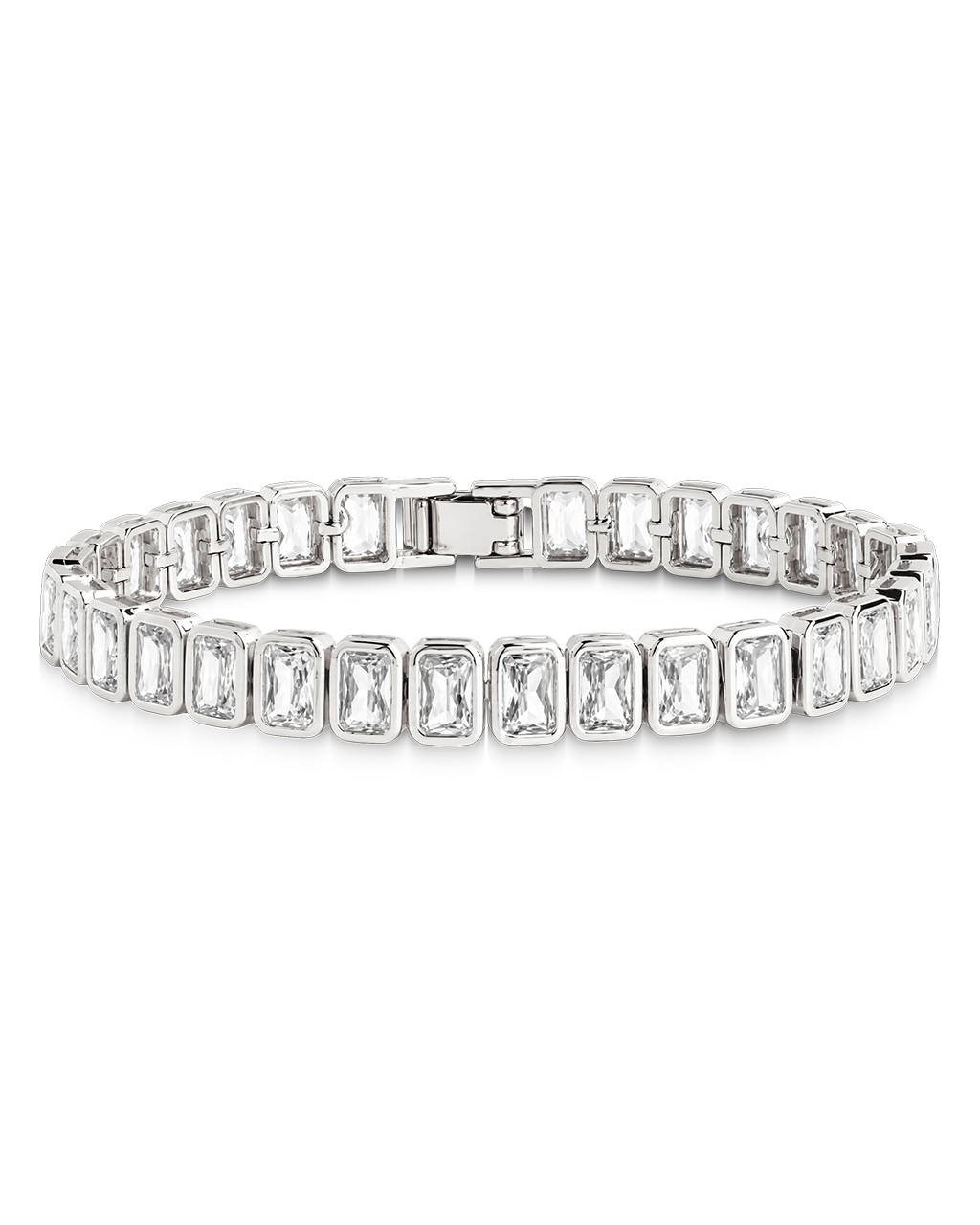Roxie Bezel CZ Tennis Bracelet in Silver