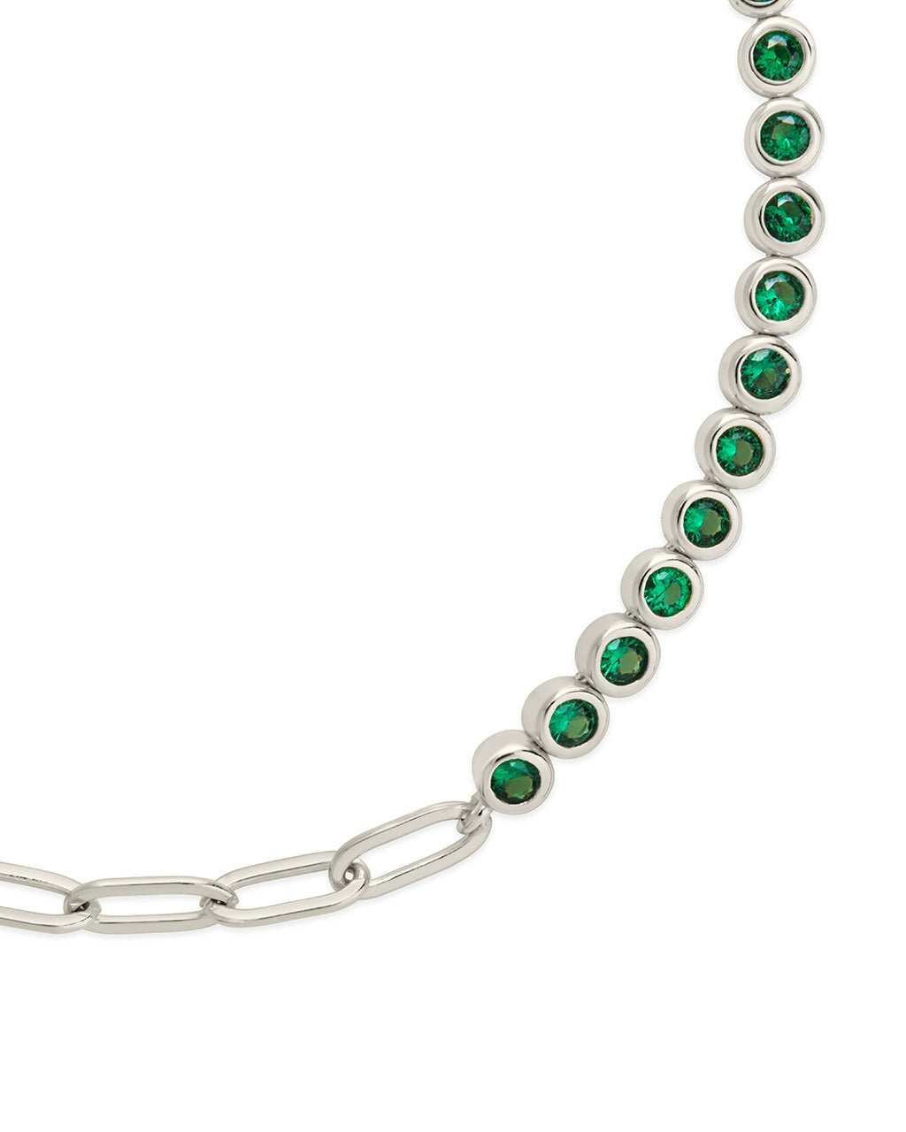 Emerald CZ Tennis & Chain Bracelet - view 6