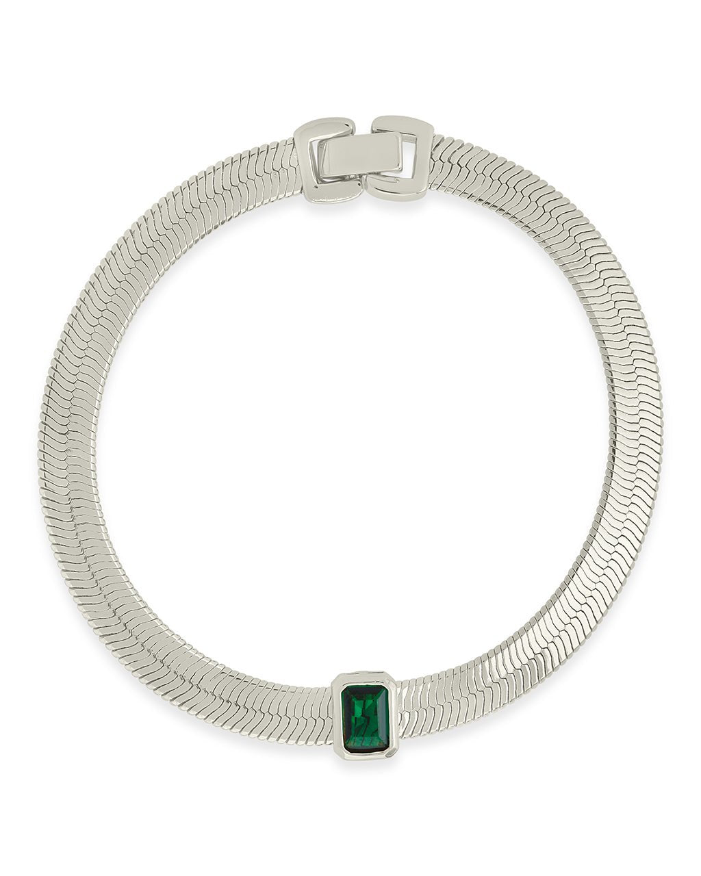 Calder Station CZ Herringbone Bracelet in Silver