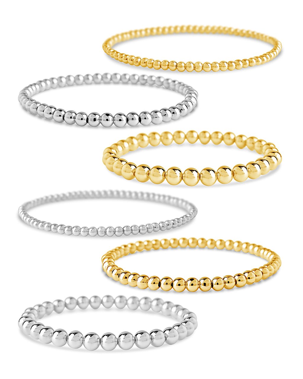 Beaded Stretch Bracelet Sets in Dual Tone
