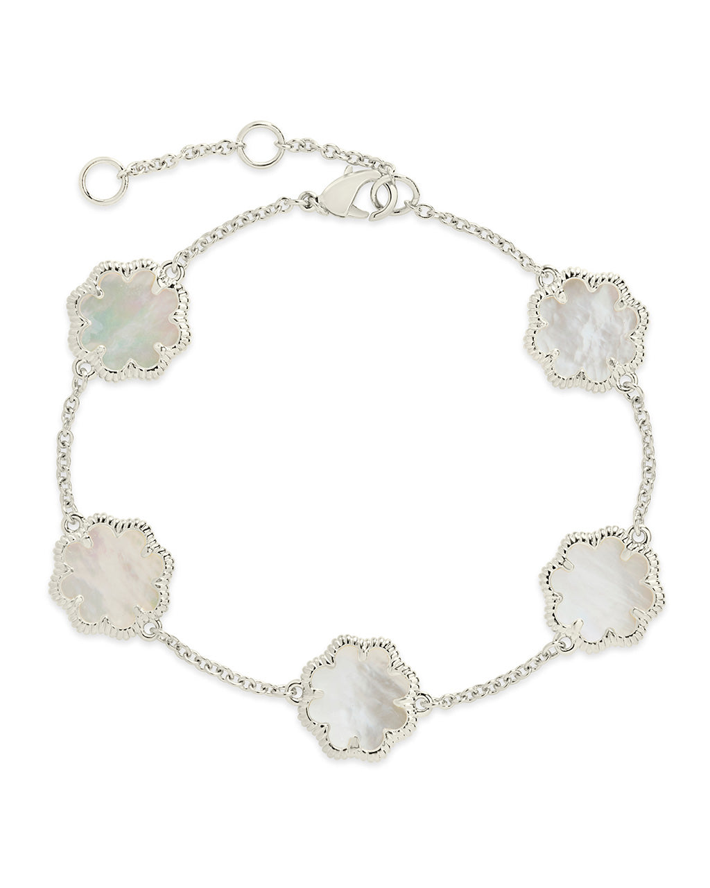 Rose Petal Station Bracelet in Silver