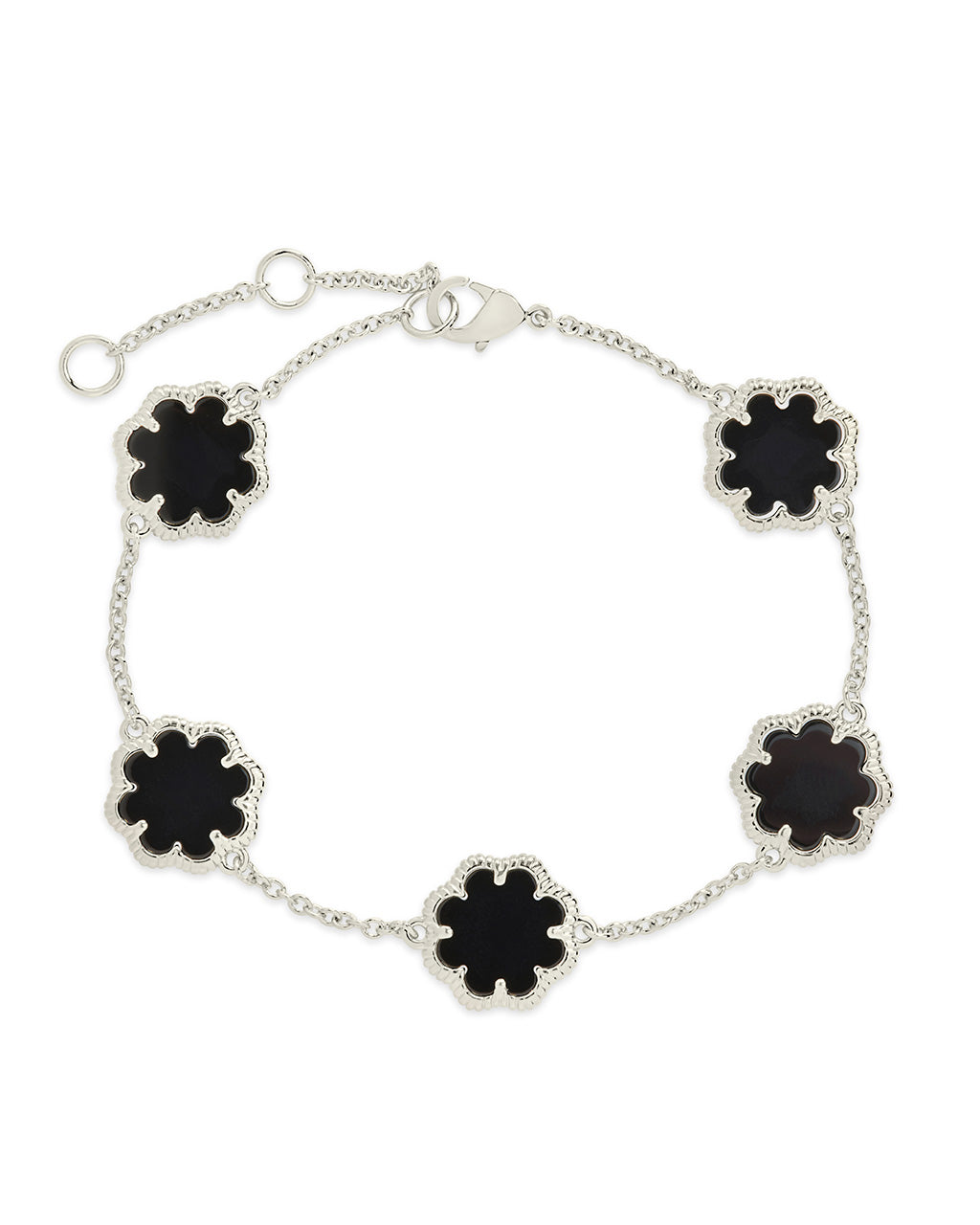 Rose Petal Station Bracelet in Silver