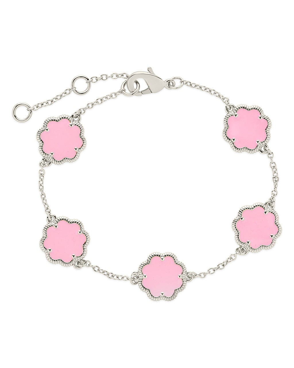 Rose Petal Station Bracelet in Silver