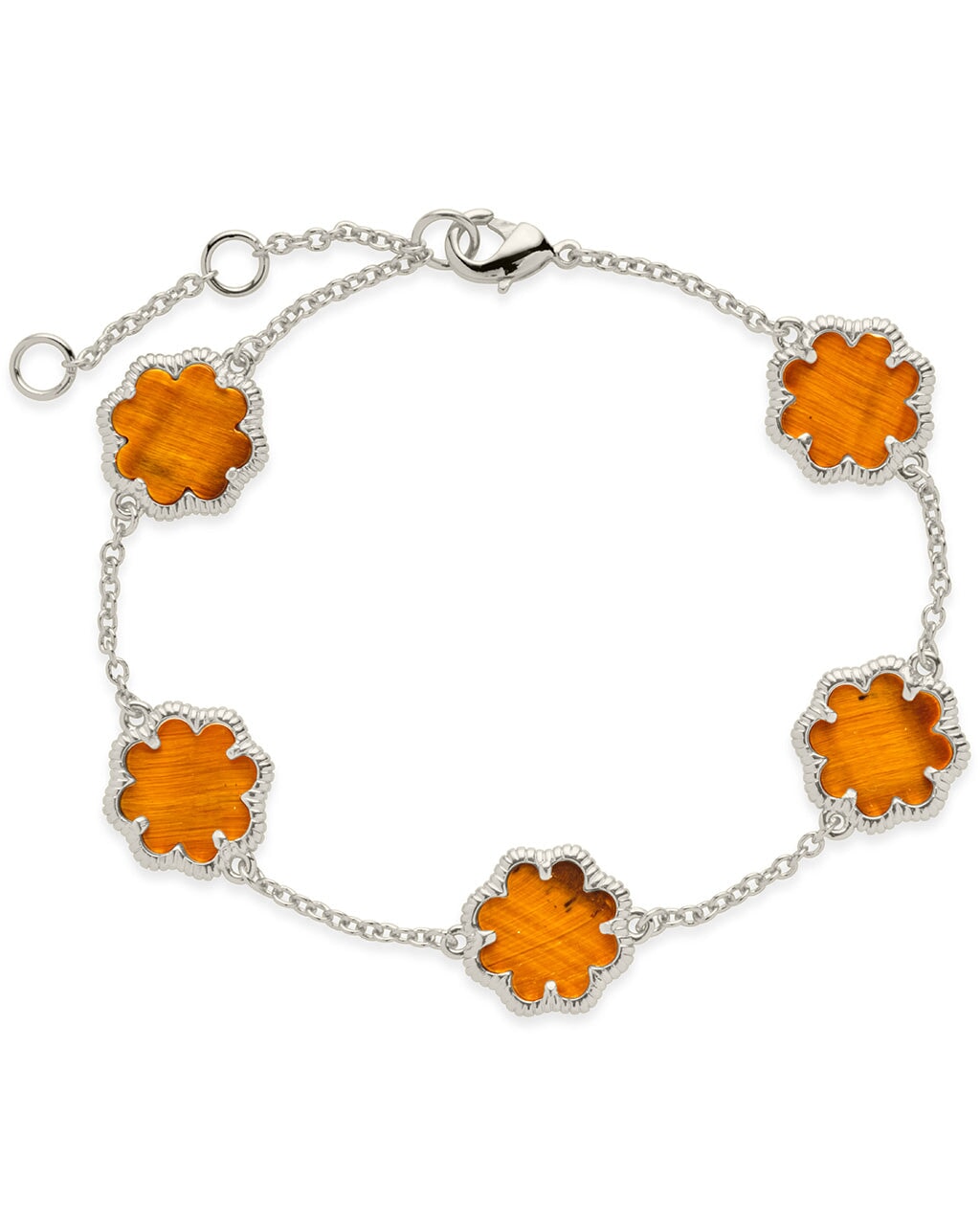 Rose Petal Station Bracelet in Silver