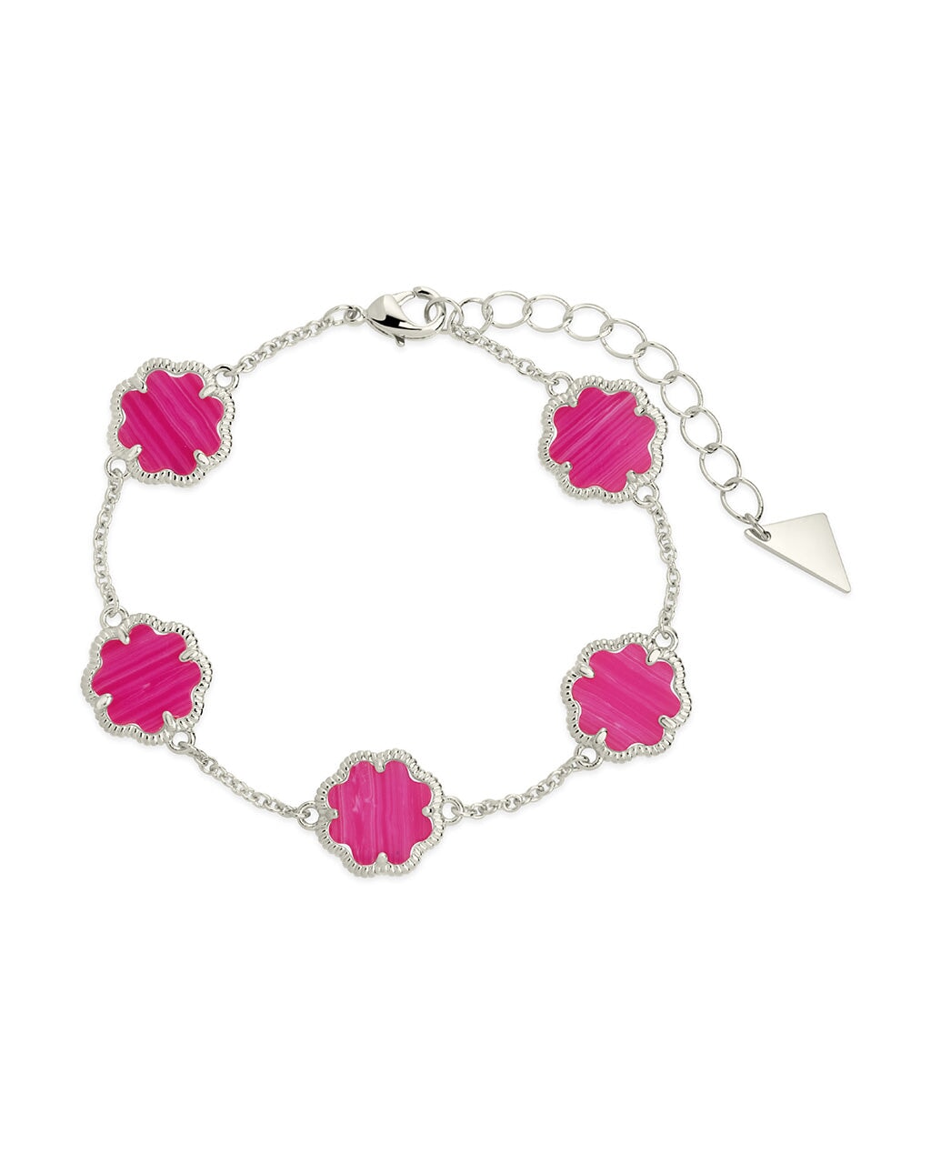 Rose Petal Station Bracelet in Silver