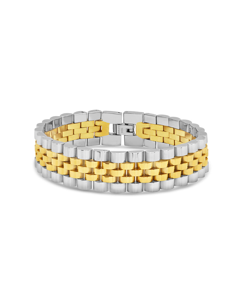 Chunky Watch Band Chain Bracelet in Dual Tone