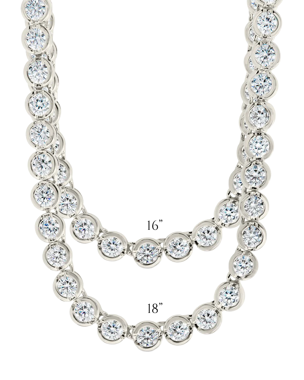Helene Bezel CZ Tennis Necklace in Rhodium Plated