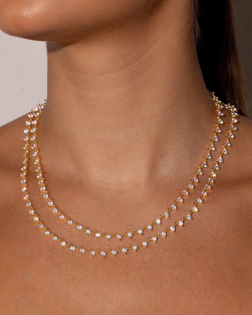 Brigid Staggered CZ Tennis Necklace - view 2