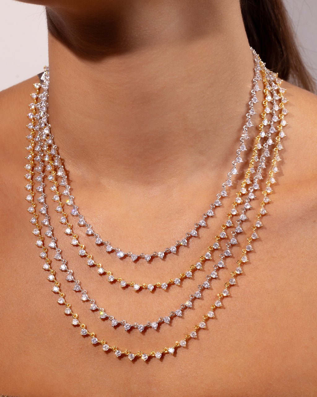 Brigid Staggered CZ Tennis Necklace - view 4