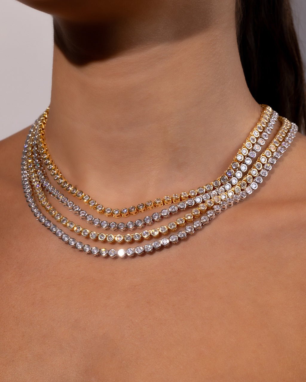 Helene Bezel CZ Tennis Necklace - view 2