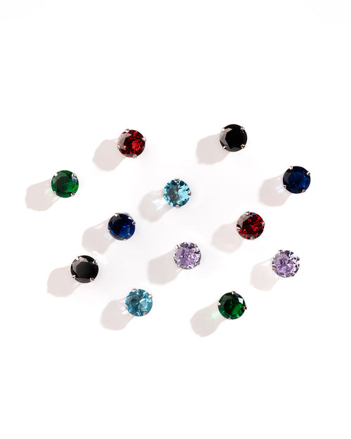 7mm Rainbow CZ Studs - view 2