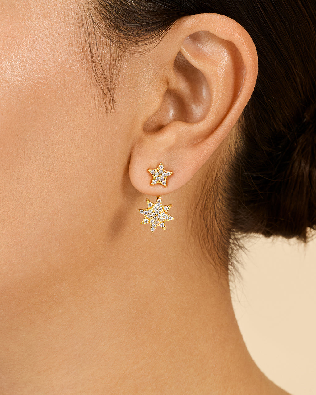 CZ Starburst Jacket Earrings - view 2