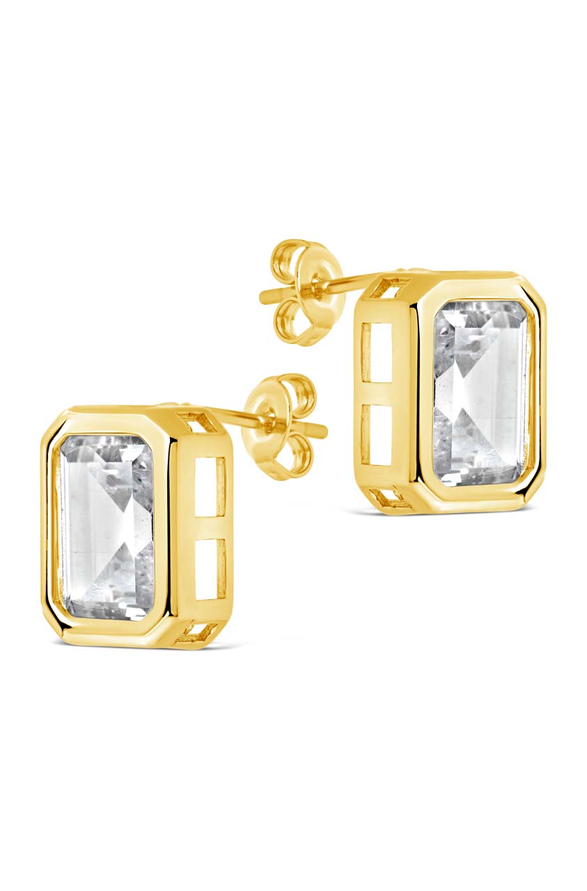 Camille Bezel CZ Statement Stud Earrings - view 6
