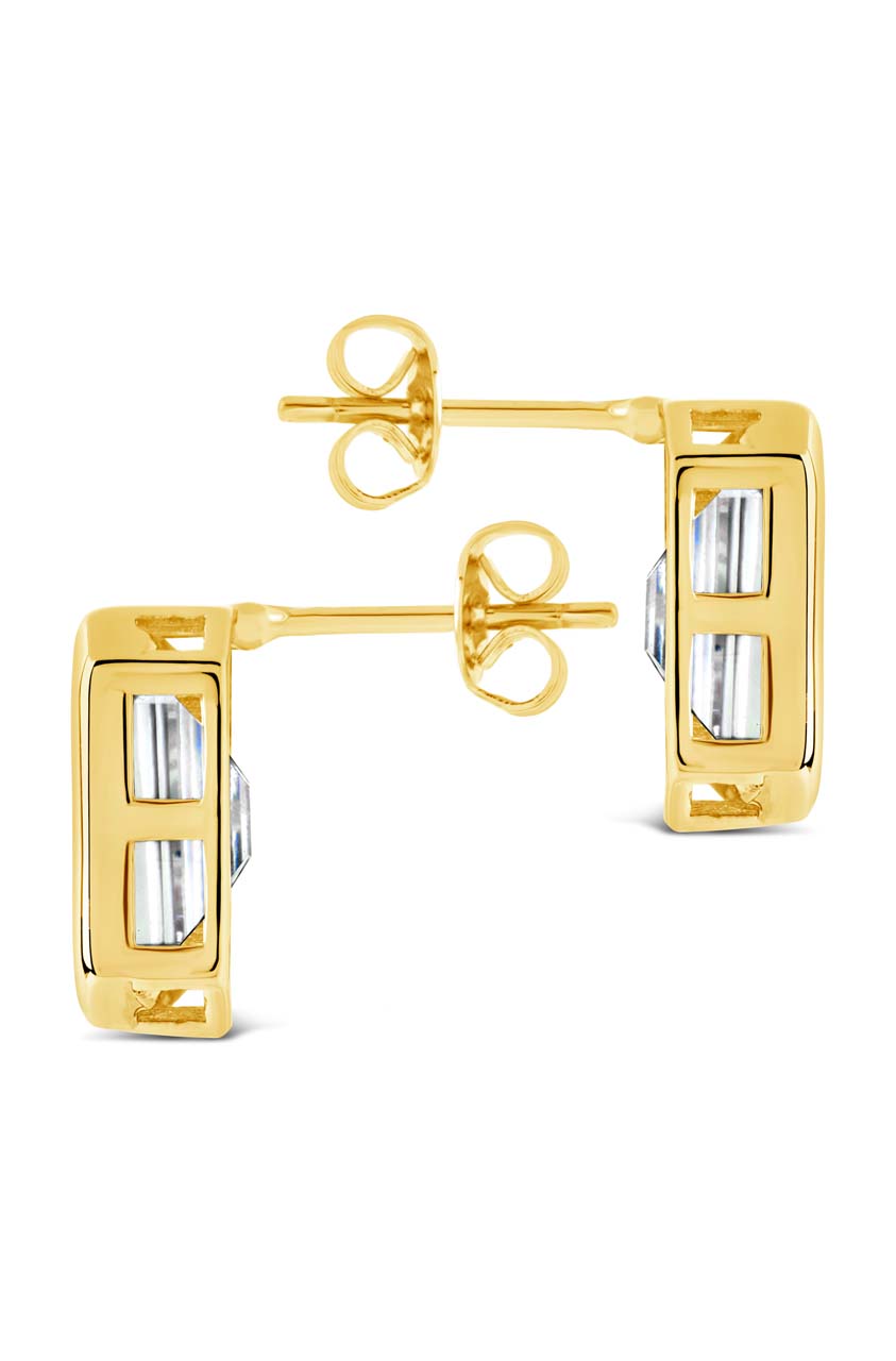 Camille Bezel CZ Statement Stud Earrings - view 7