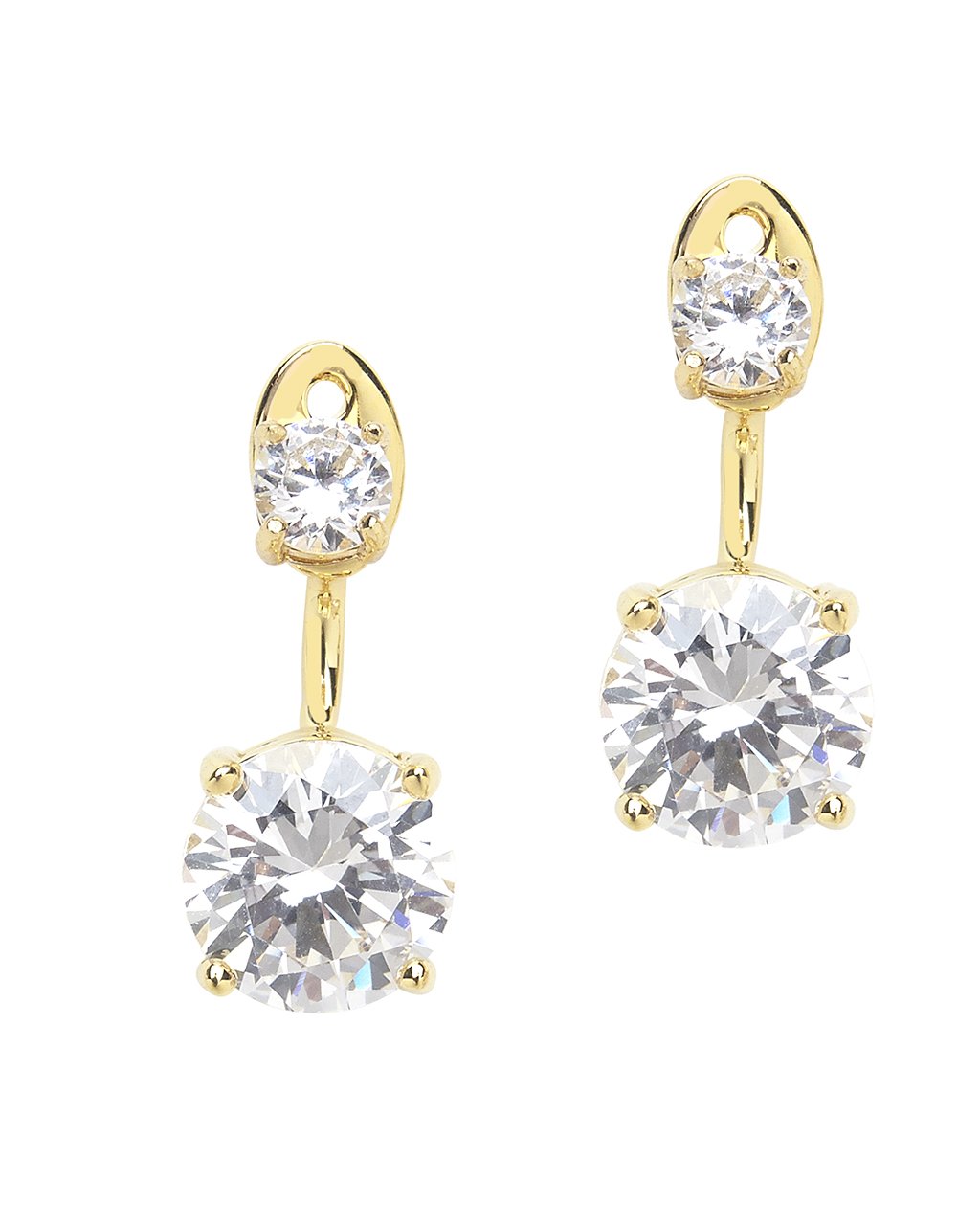 Brilliant CZ Stud Jacket Earrings in Gold