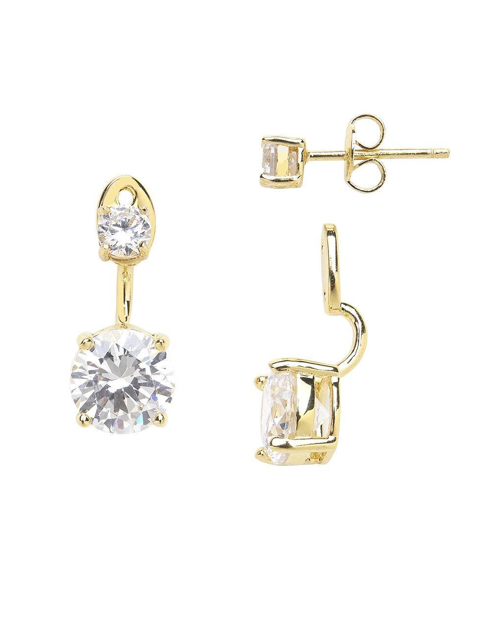 Brilliant CZ Stud Jacket Earrings - view 7