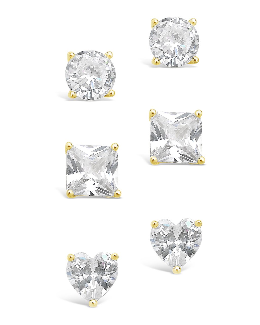 Statement CZ Stud Set of 3 in Gold
