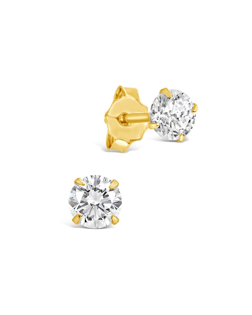 4mm CZ Stud Earrings in Gold