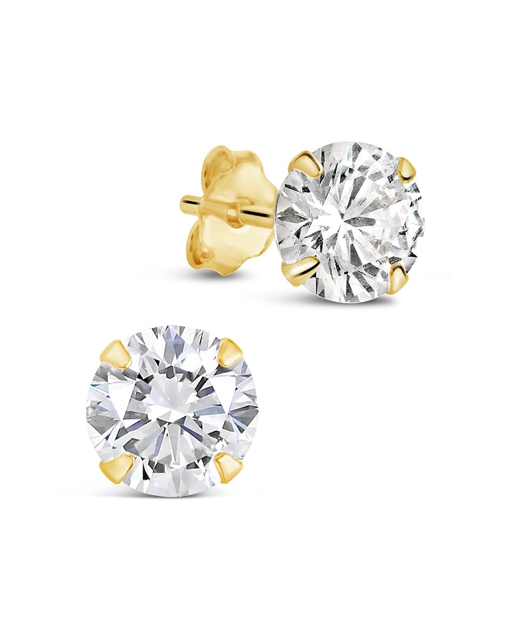 6mm CZ Stud Earrings in Gold