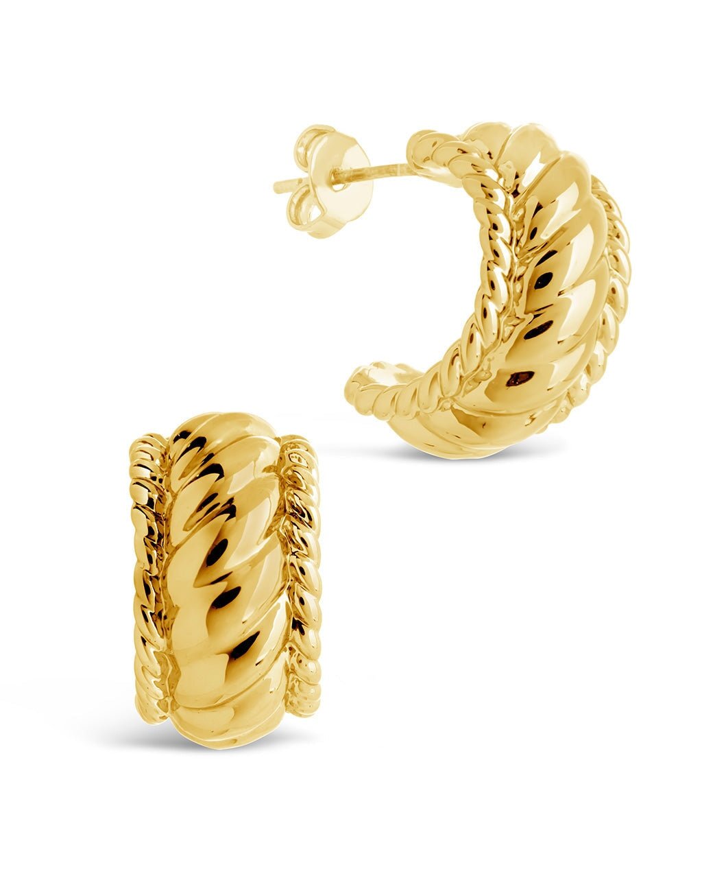 Kalina Quilted Huggie Hoop Earrings in Gold