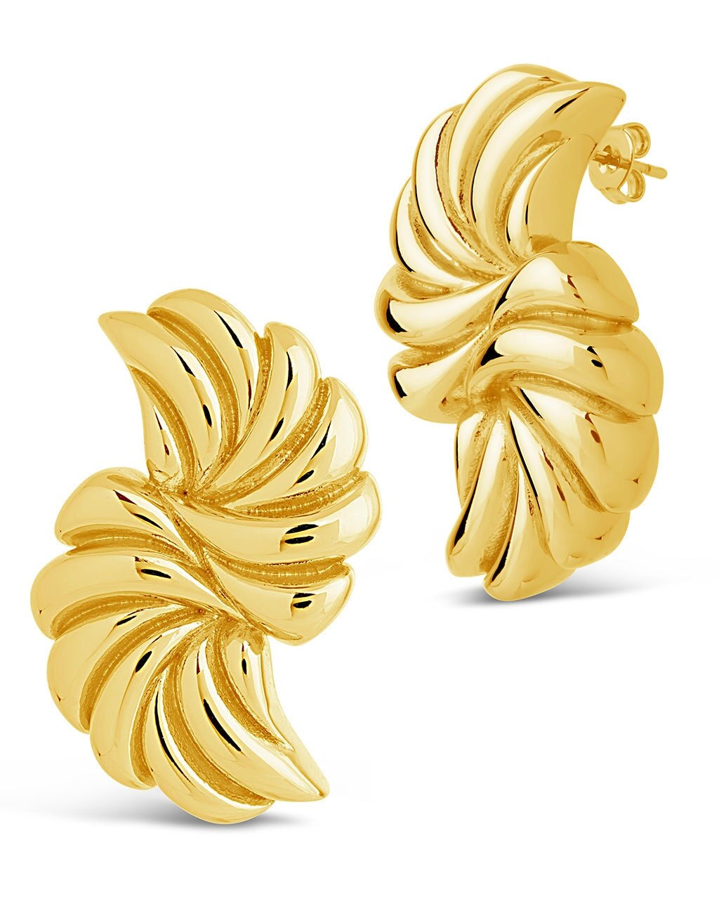 Twisted Croissant Stud Earrings in Gold