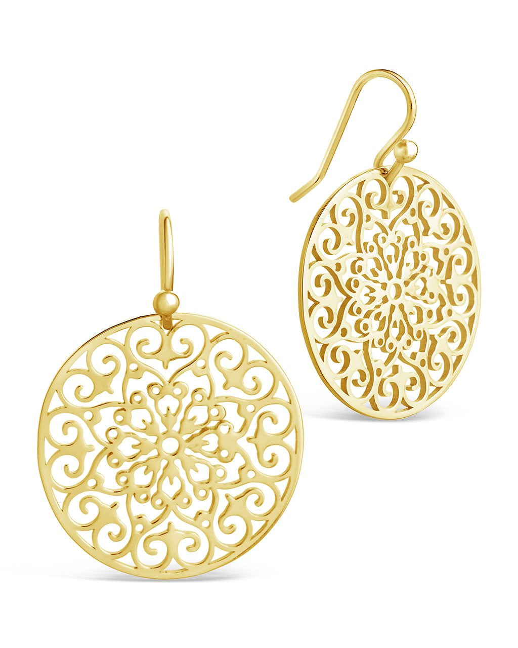 Round Filigree Dangle Earrings in Gold