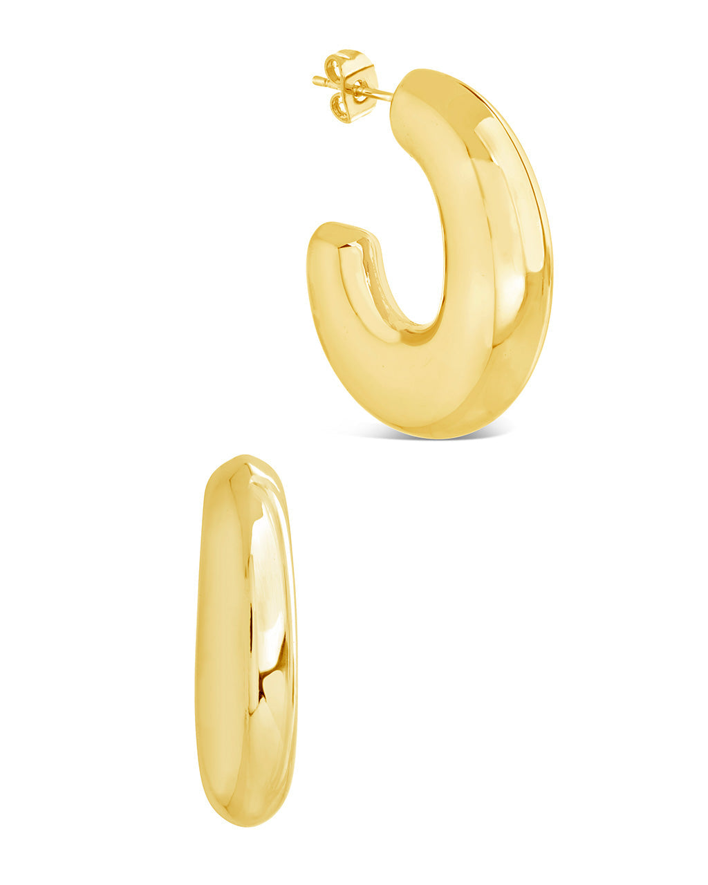 Avril Elongated Chunky Hoop Earrings in Gold