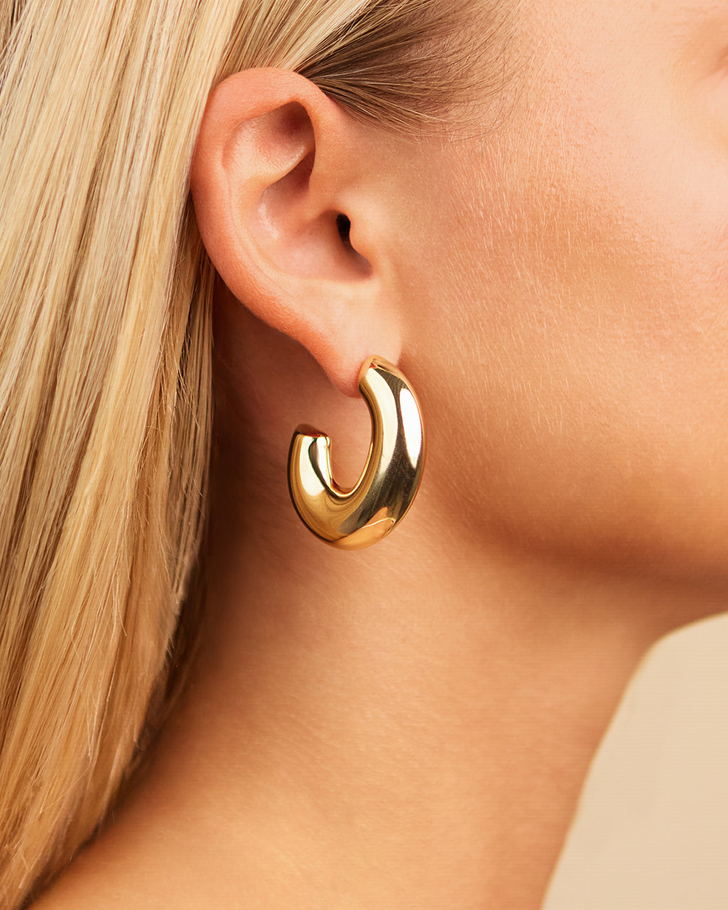 Avril Elongated Chunky Hoop Earrings - view 2