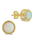 Paxe Opal Circle Stud Earrings in Gold