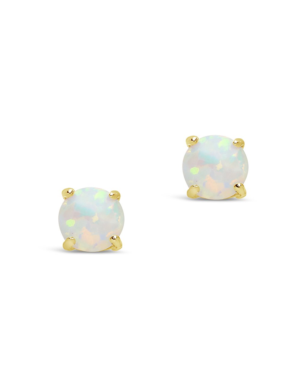 6mm Opal Earring Studs in Gold