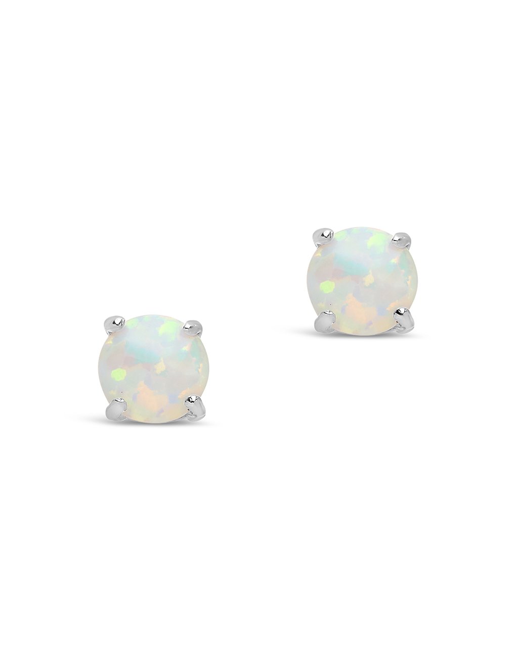 6mm Opal Earring Studs in Silver