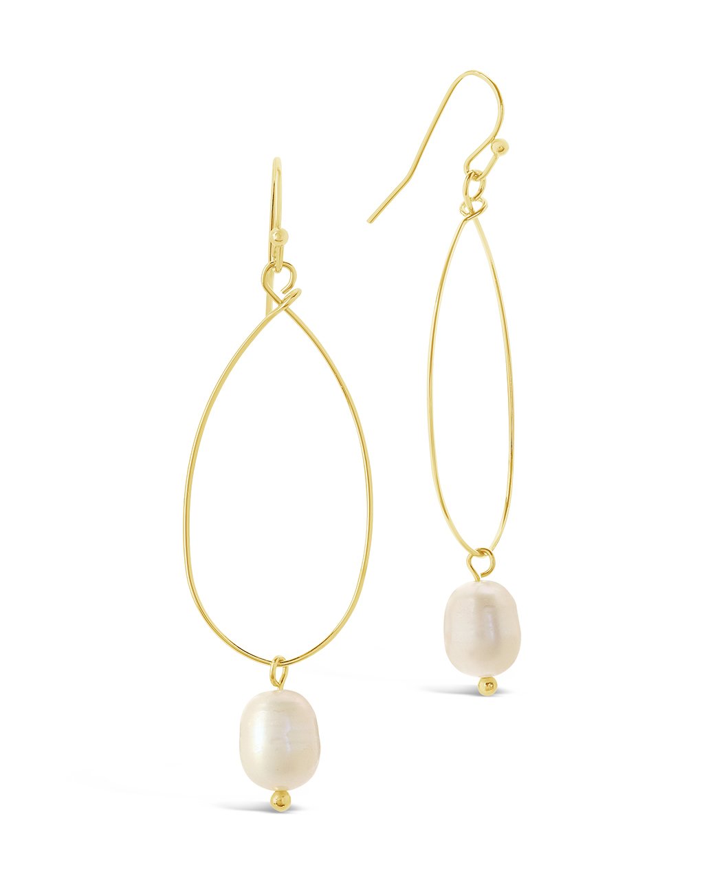 Teardrop Pearl Dangle Earrings in Gold