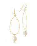 Teardrop Pearl Dangle Earrings in Gold