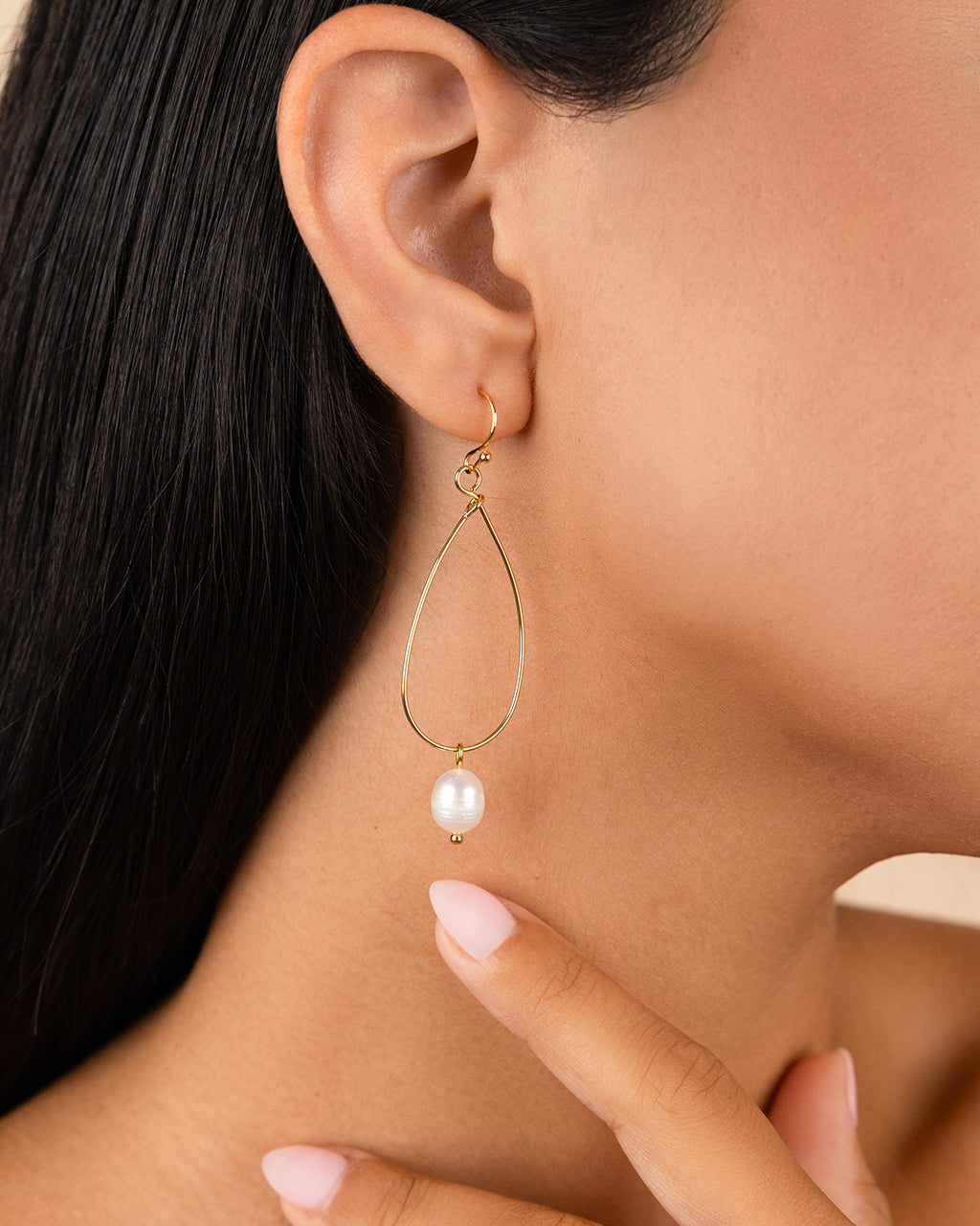 Teardrop Pearl Dangle Earrings - view 2
