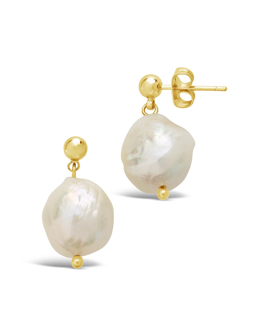 Large Baroque Pearl Drop Studs - view 3