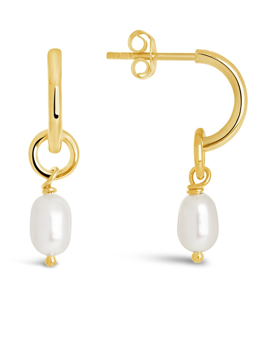 Pearl Drop Hoop Earrings - view 6