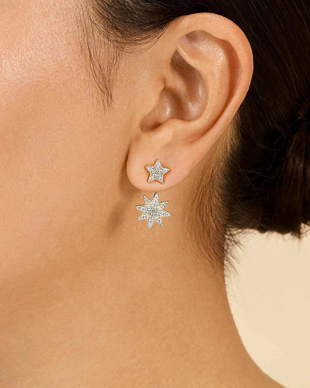 CZ Starburst Jacket Earrings - view 3
