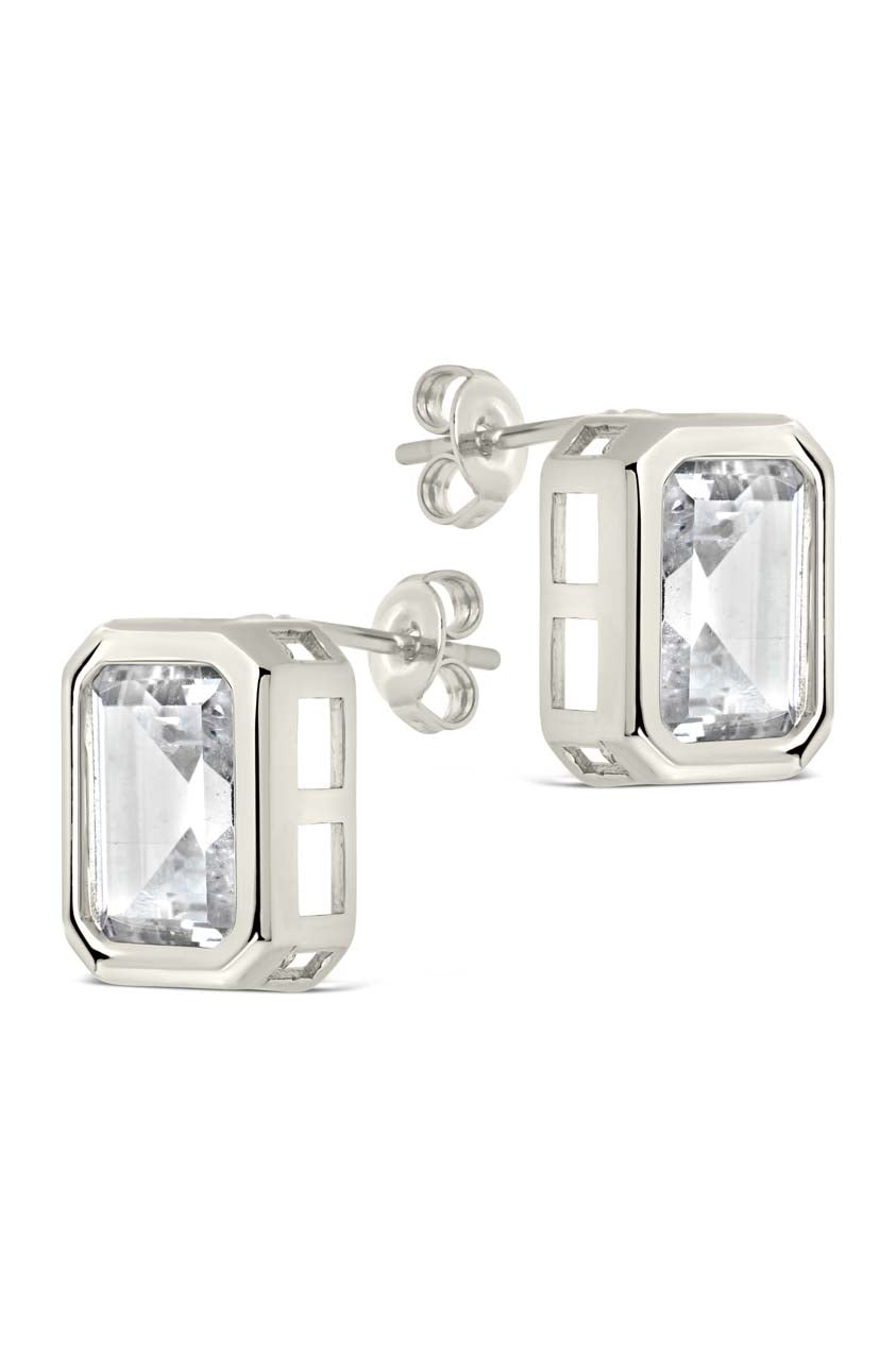 Camille Bezel CZ Statement Stud Earrings - view 5
