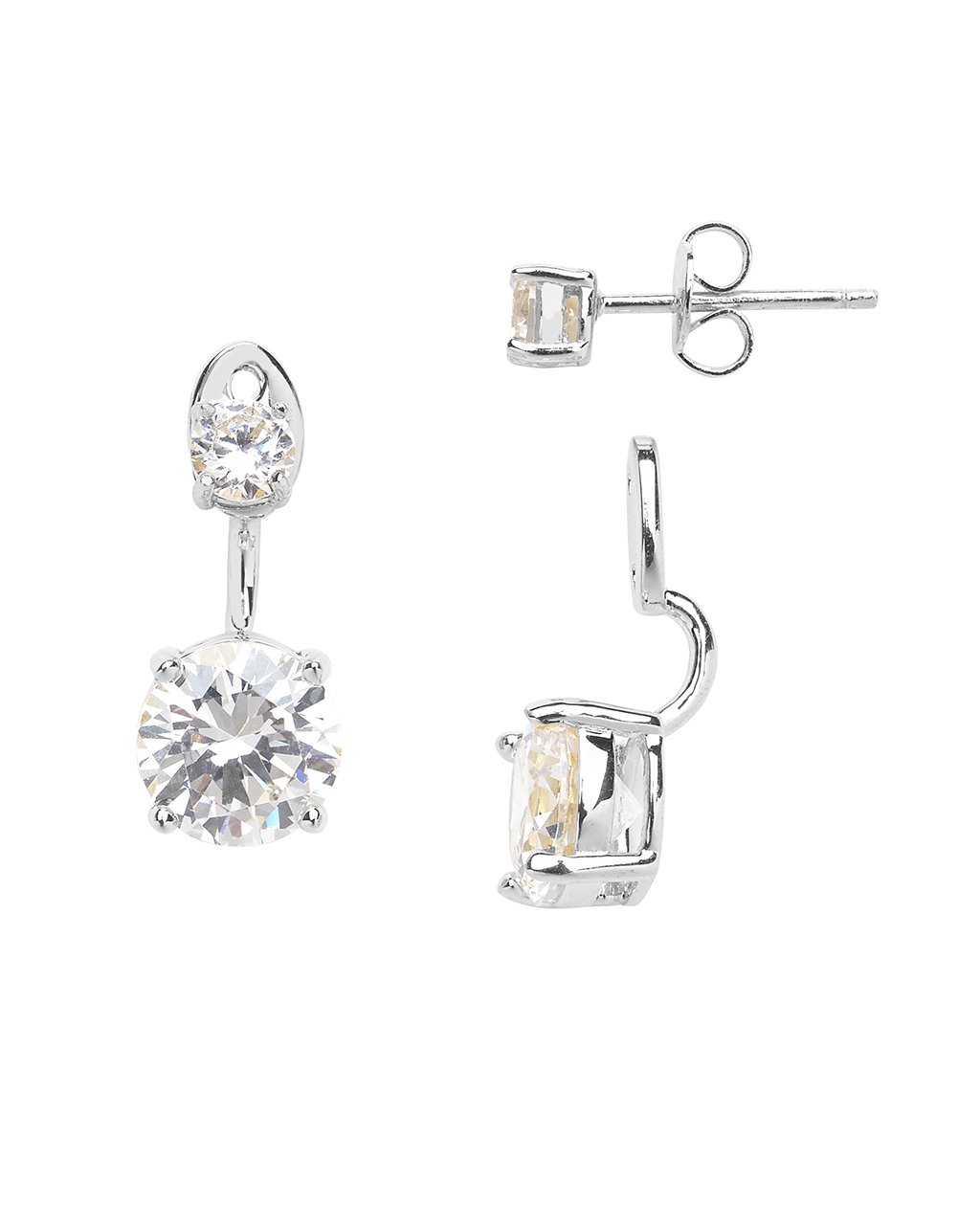 Brilliant CZ Stud Jacket Earrings - view 8