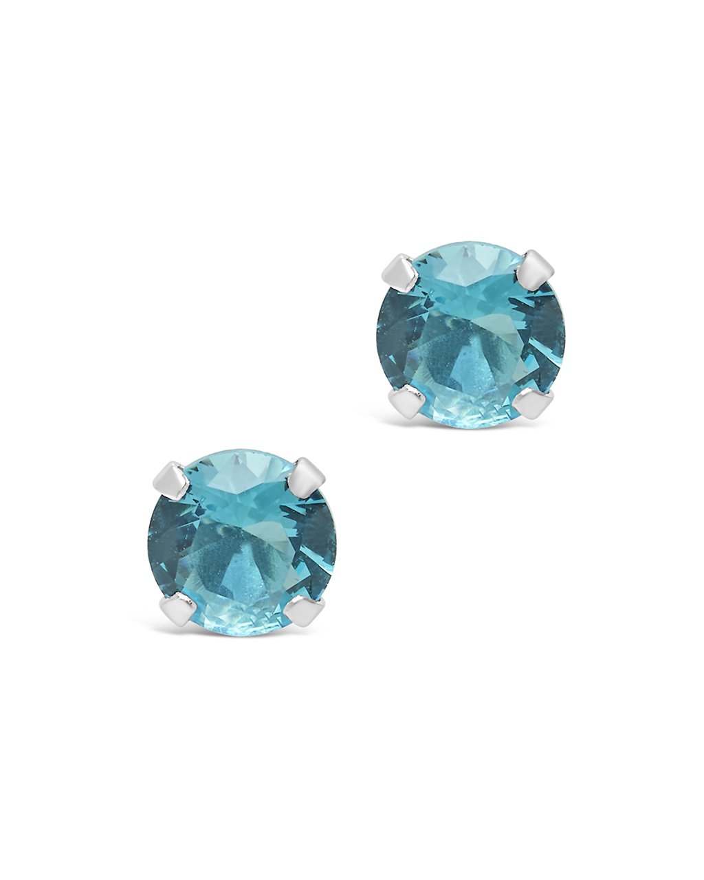 7mm Rainbow CZ Studs in Blue Topaz