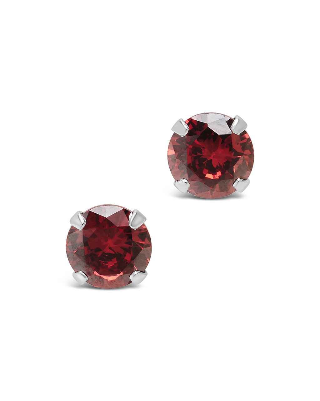 7mm Rainbow CZ Studs in Garnet